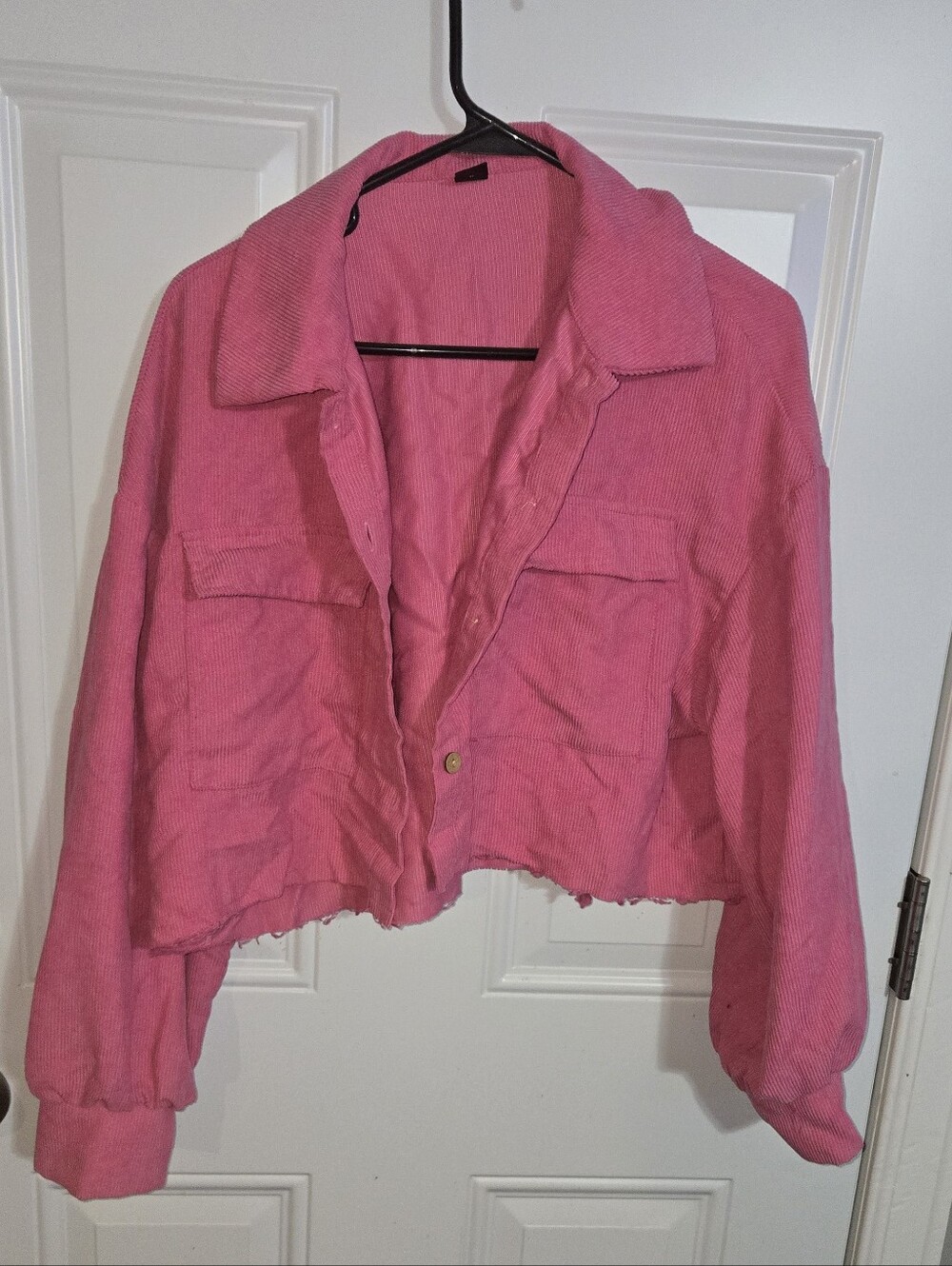 SHEIN Hot Pink Cropped Corduroy Jacket Size Large